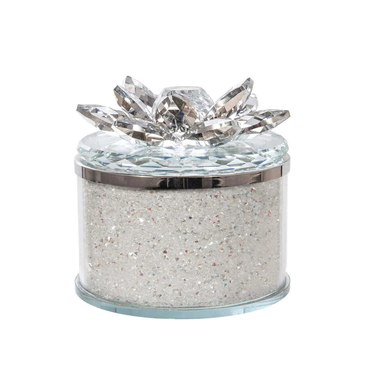 Sagebrook Home 15421-02 4" Crystal Round Lotus Box, Clear