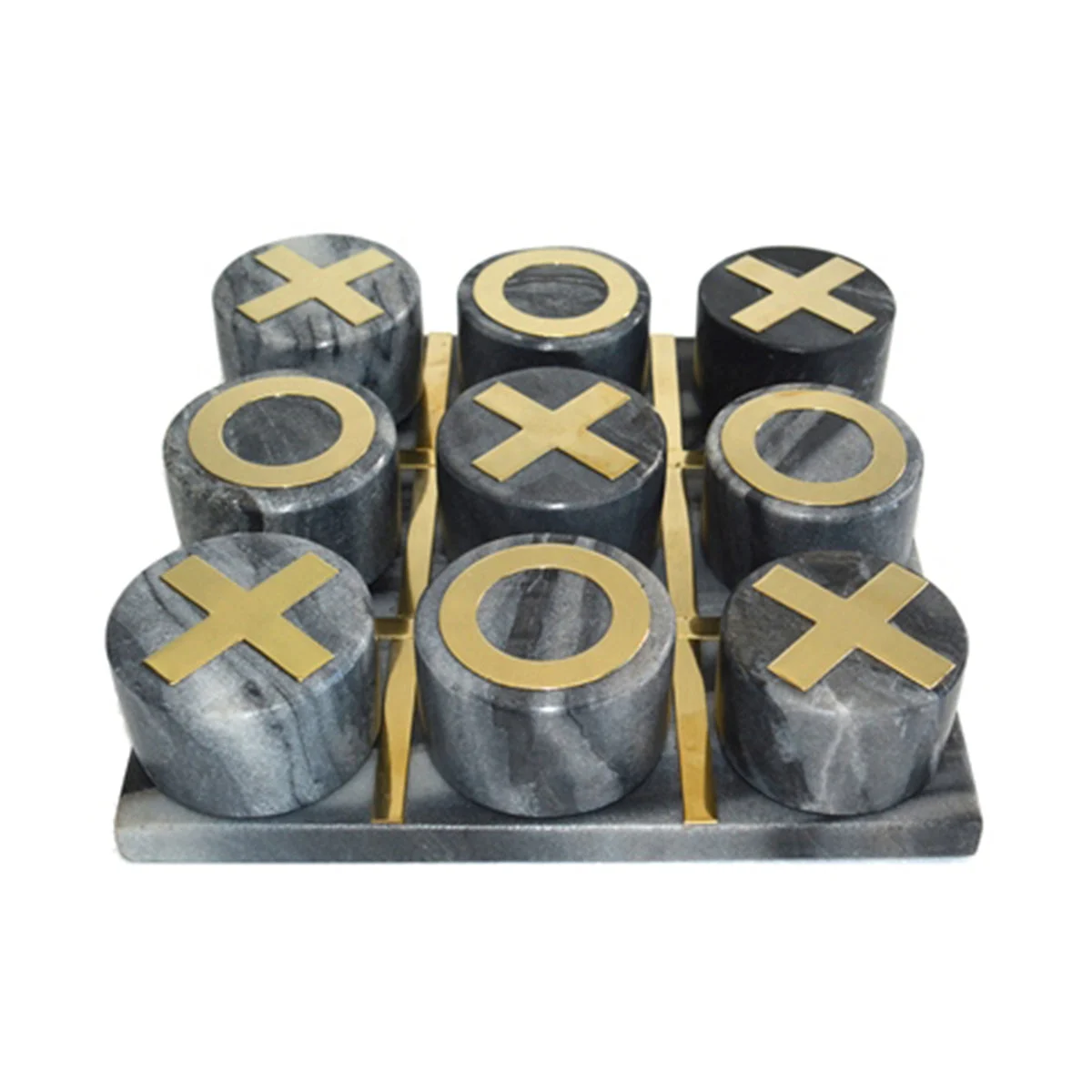 Sagebrook Home Marble 7X7 Tic-Tac-Toe, Black/Gold