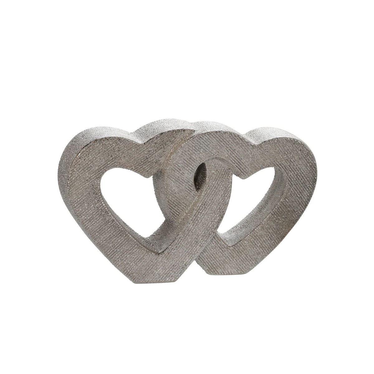 Sagebrook Home 10" Ceramic Double Heart Table Decor, Silver