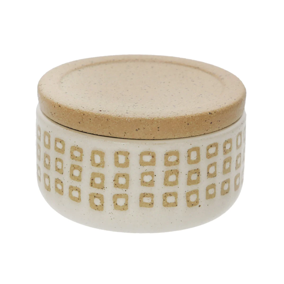 Sagebrook Home Ceramic 4`` Covered Dotted Jar, Sand