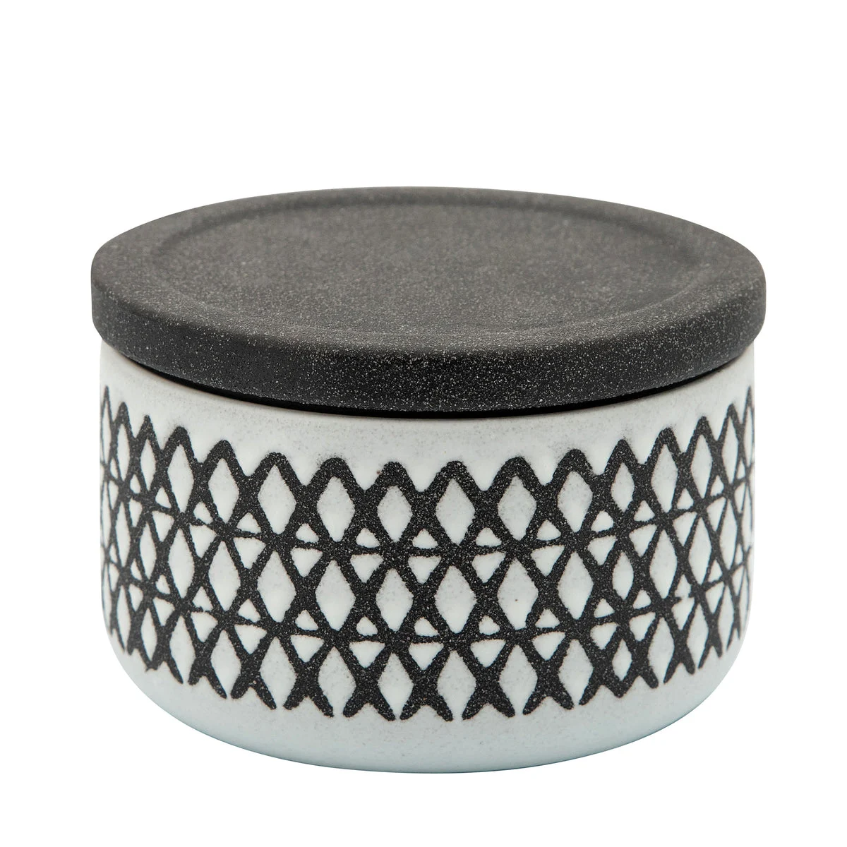 Sagebrook Home Ceramic 5`` Covered X-Design Jar, Black