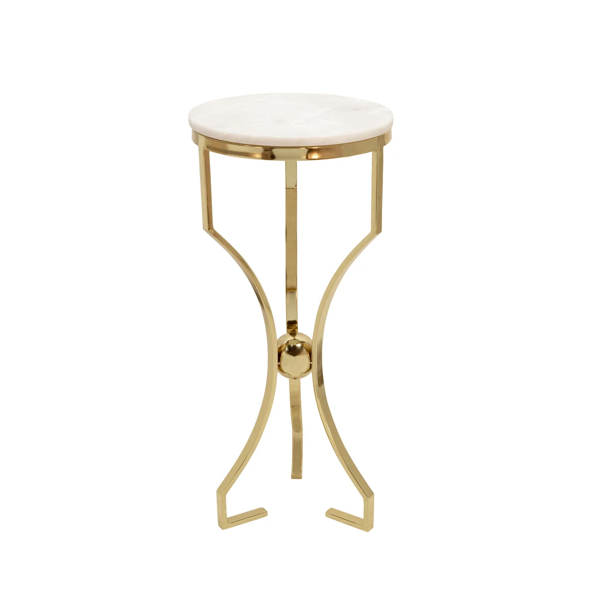 Sagebrook Home Metal/Marble, Hourglass Shaped Legs Table, Gold