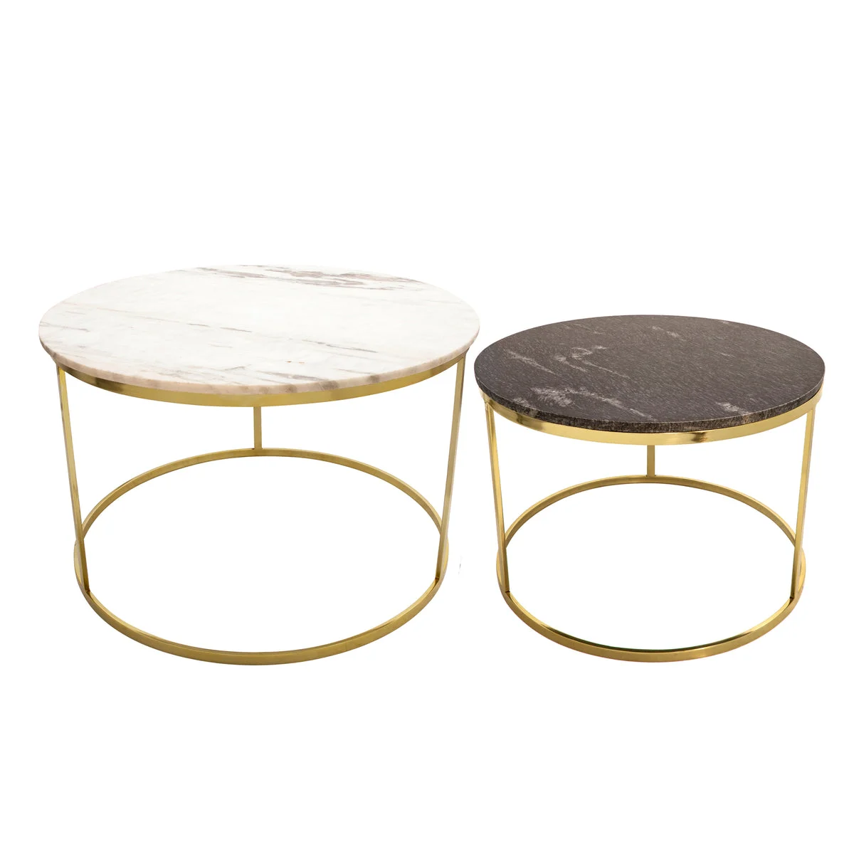 Sagebrook Home Set of 2 Metal/Marble Coffee Table, Gold