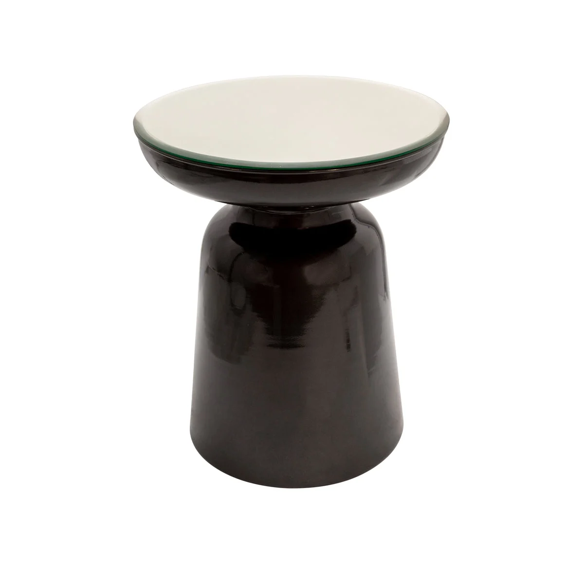 Sagebrook Home Metal Side Table W/ Mirror Top, Gunmetal