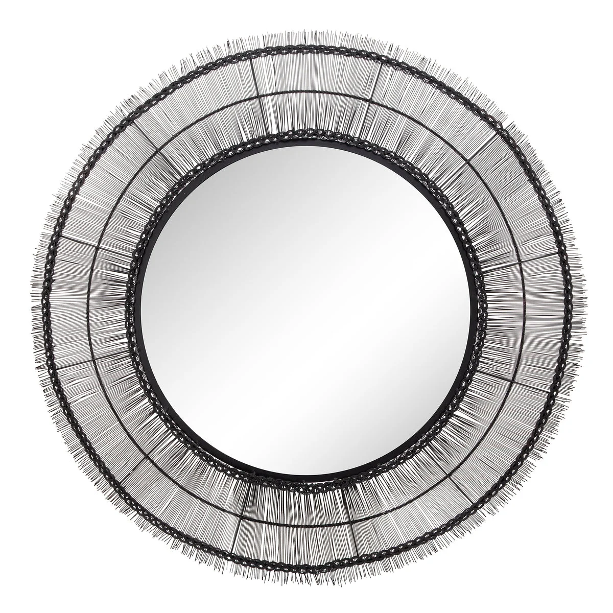 Sagebrook Home 43`` Round Wire Wall Art W/ Mirror, Black Wb