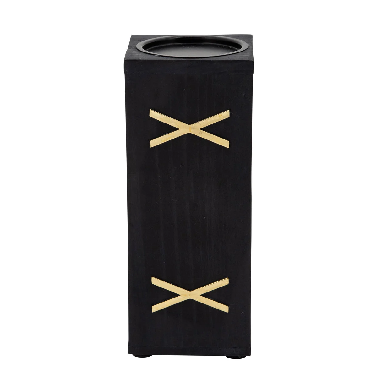 Sagebrook Home 15490-01 10" Wood Pillar Holder, Black