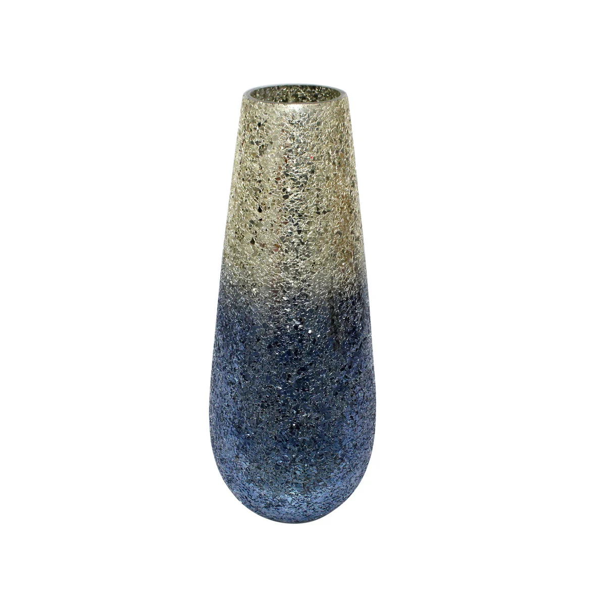 Sagebrook Home 18" Crackled Vase, Silver Blue Ombre