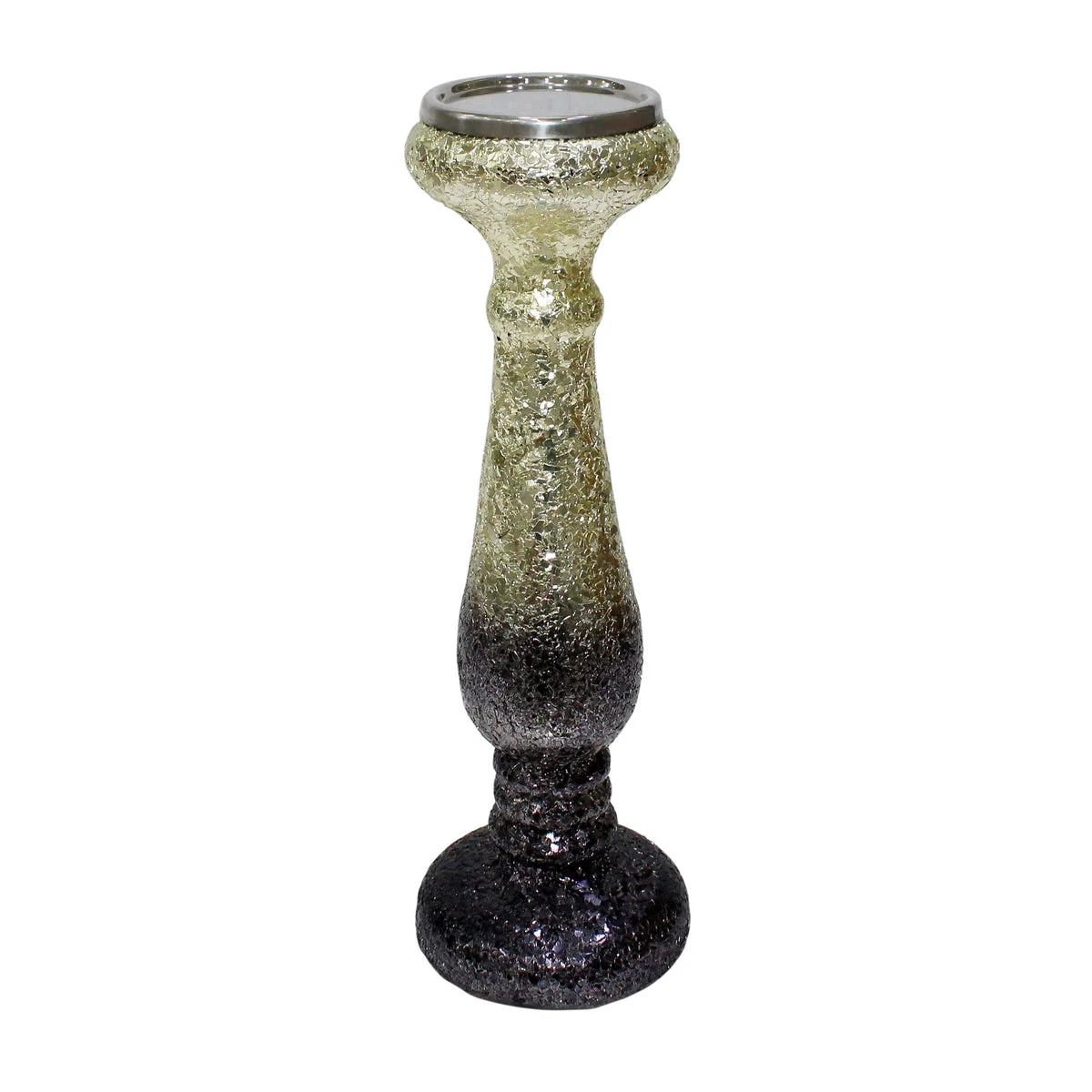 Sagebrook Home 15" Dark Gray Crackled Candle Holder
