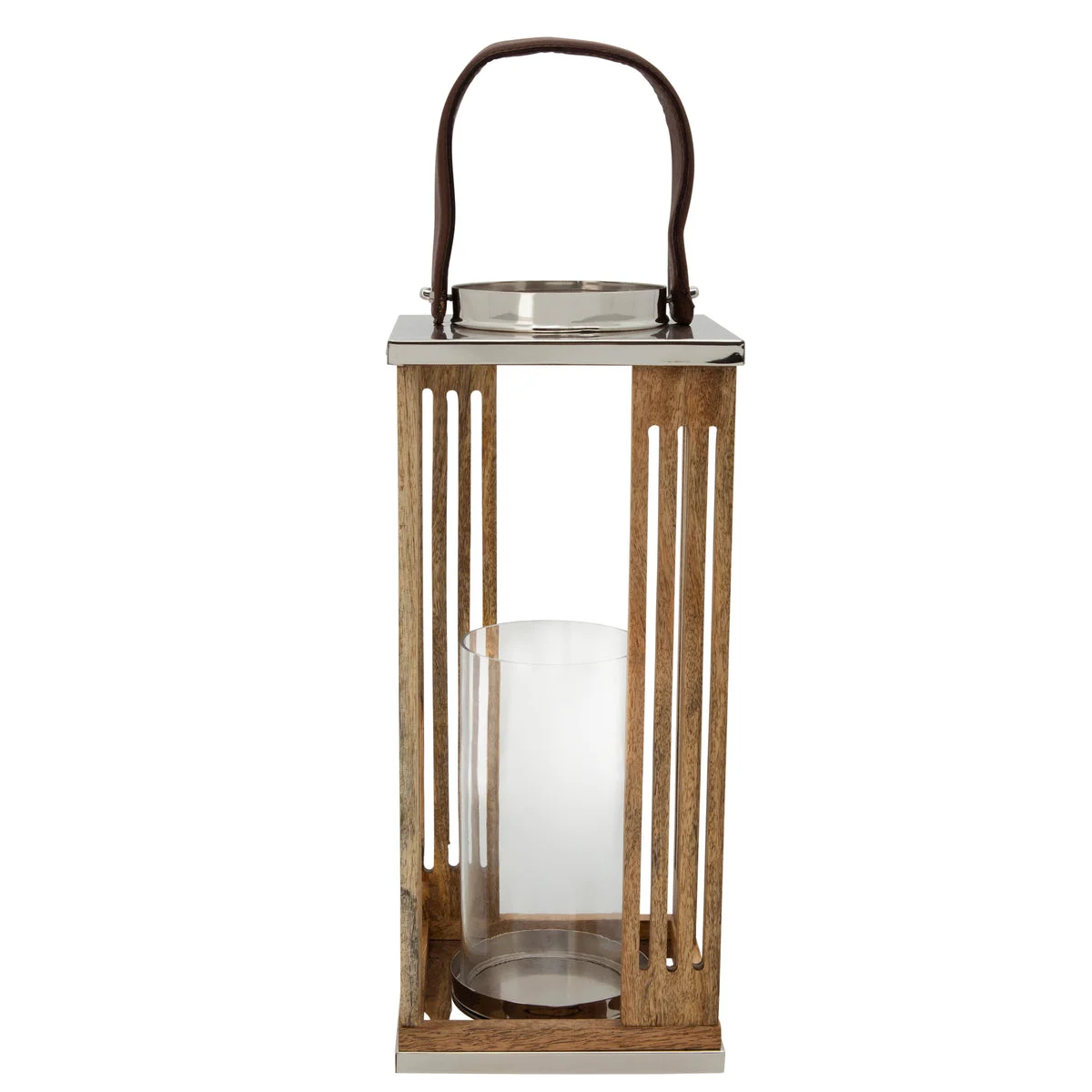 Sagebrook Home 16" Wooden Hurricane Holder, Natural