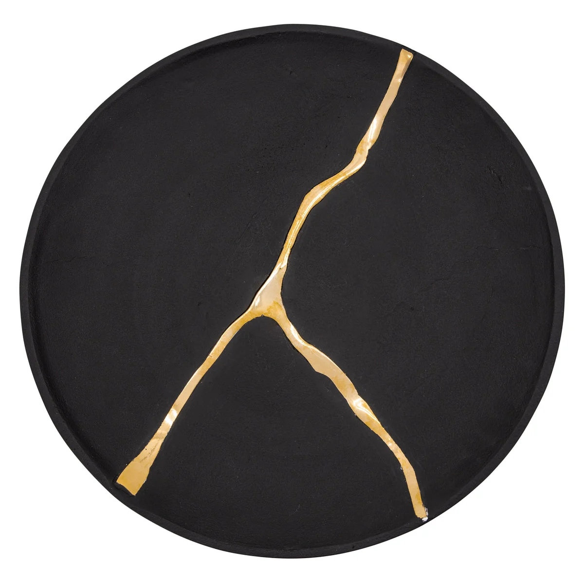 Sagebrook Home 15539-01 16" Round Wall Art with Gold Inlay, Charcoal