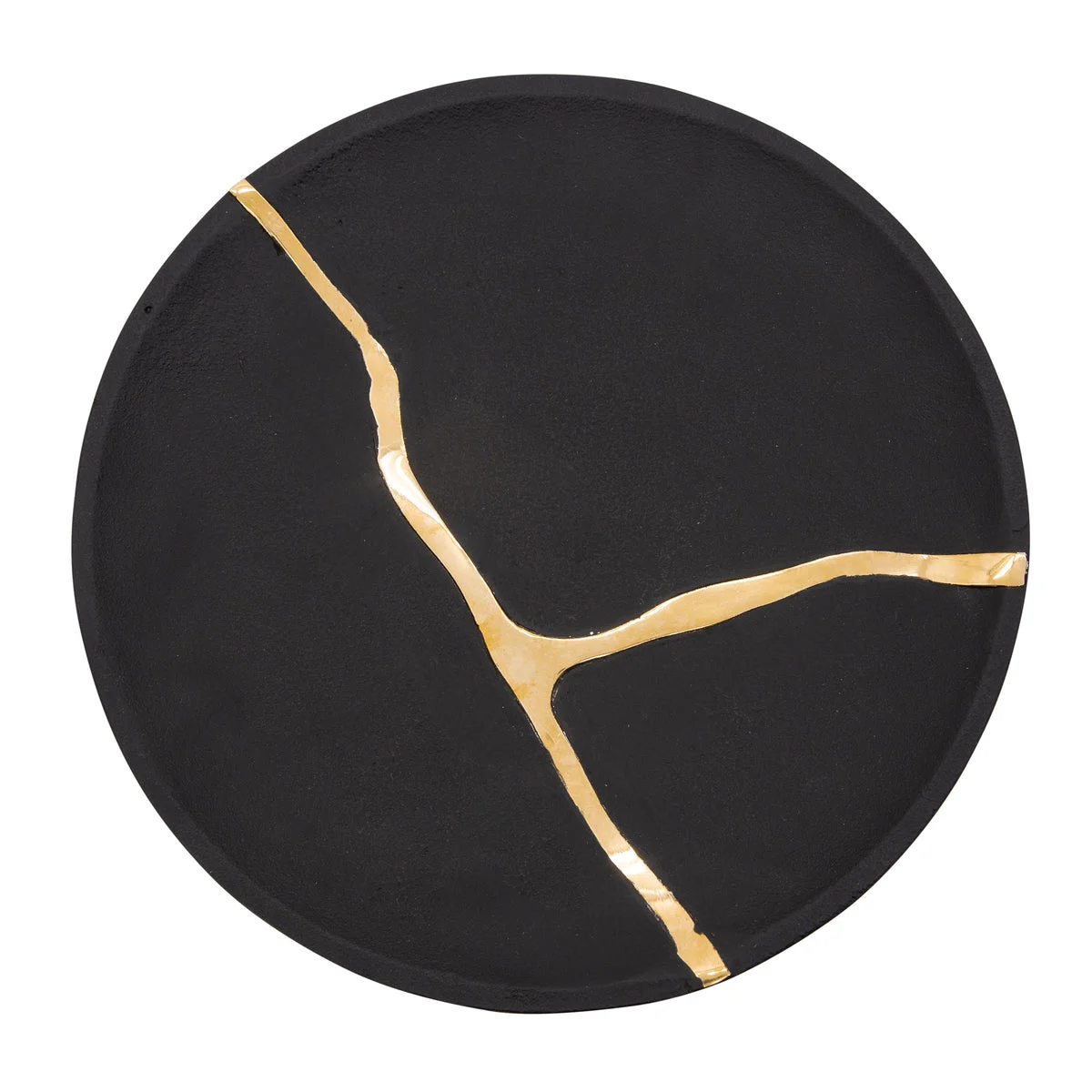 Sagebrook Home 15539-02 13" Round Wall Art with Gold Inlay, Charcoal