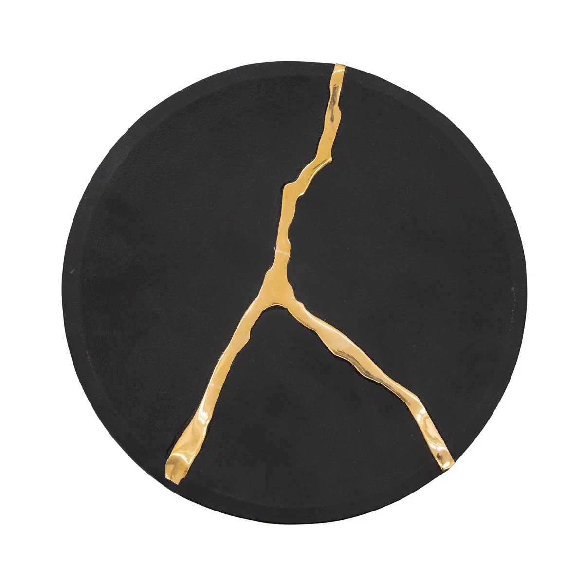 Sagebrook Home 15539-03 10" Round Wall Art with Gold Inlay, Charcoal