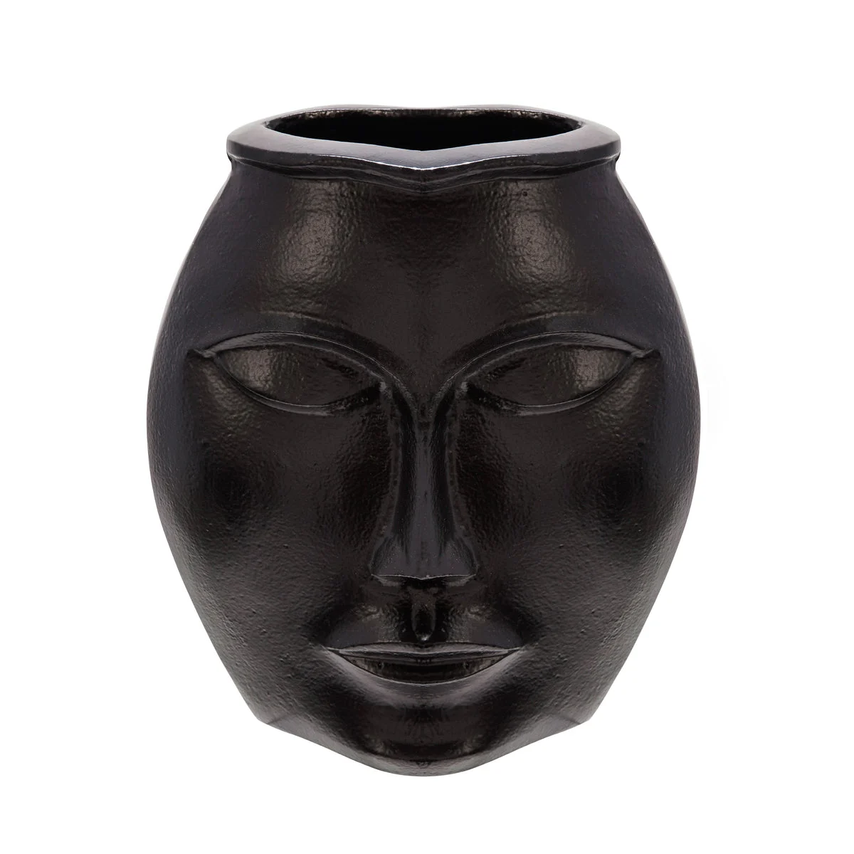 Sagebrook Home 11" Metal Decorative Face Vase, Black