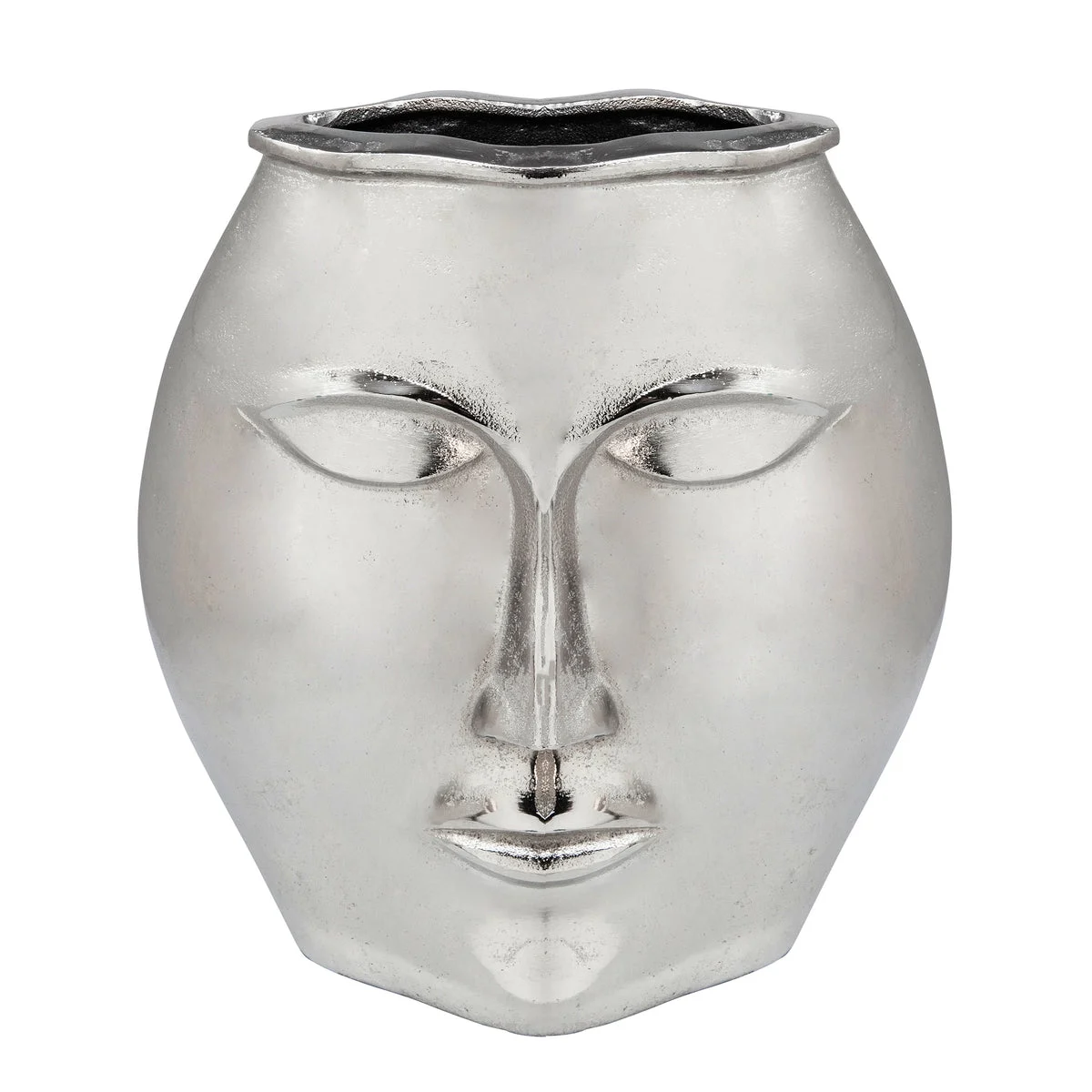 Sagebrook Home 15561-01 14" Metal Decorative Face Vase, Silver