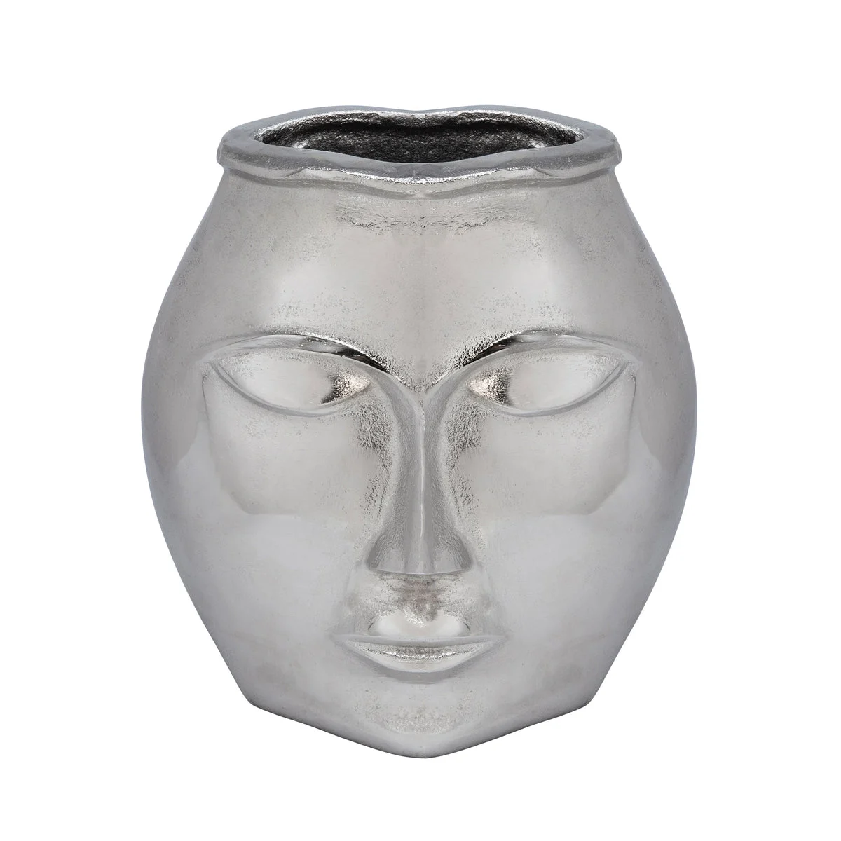 Sagebrook Home 15561-02 11" Metal Decorative Face Vase, Silver