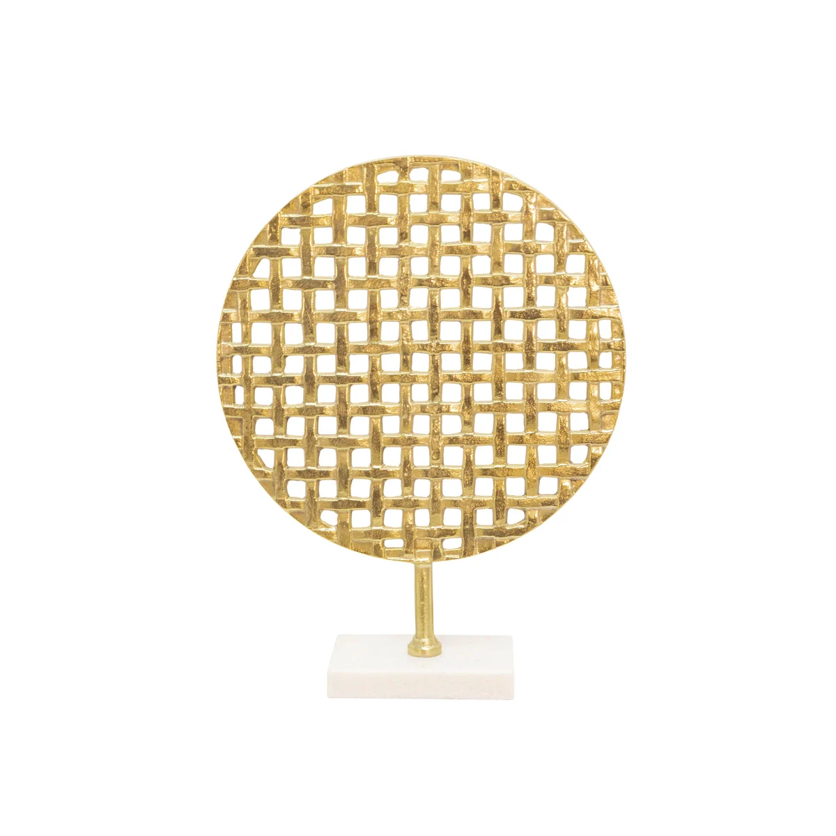 Sagebrook Home 15571-01 18" Metal Round Mesh Deco On Marble Base, Gold