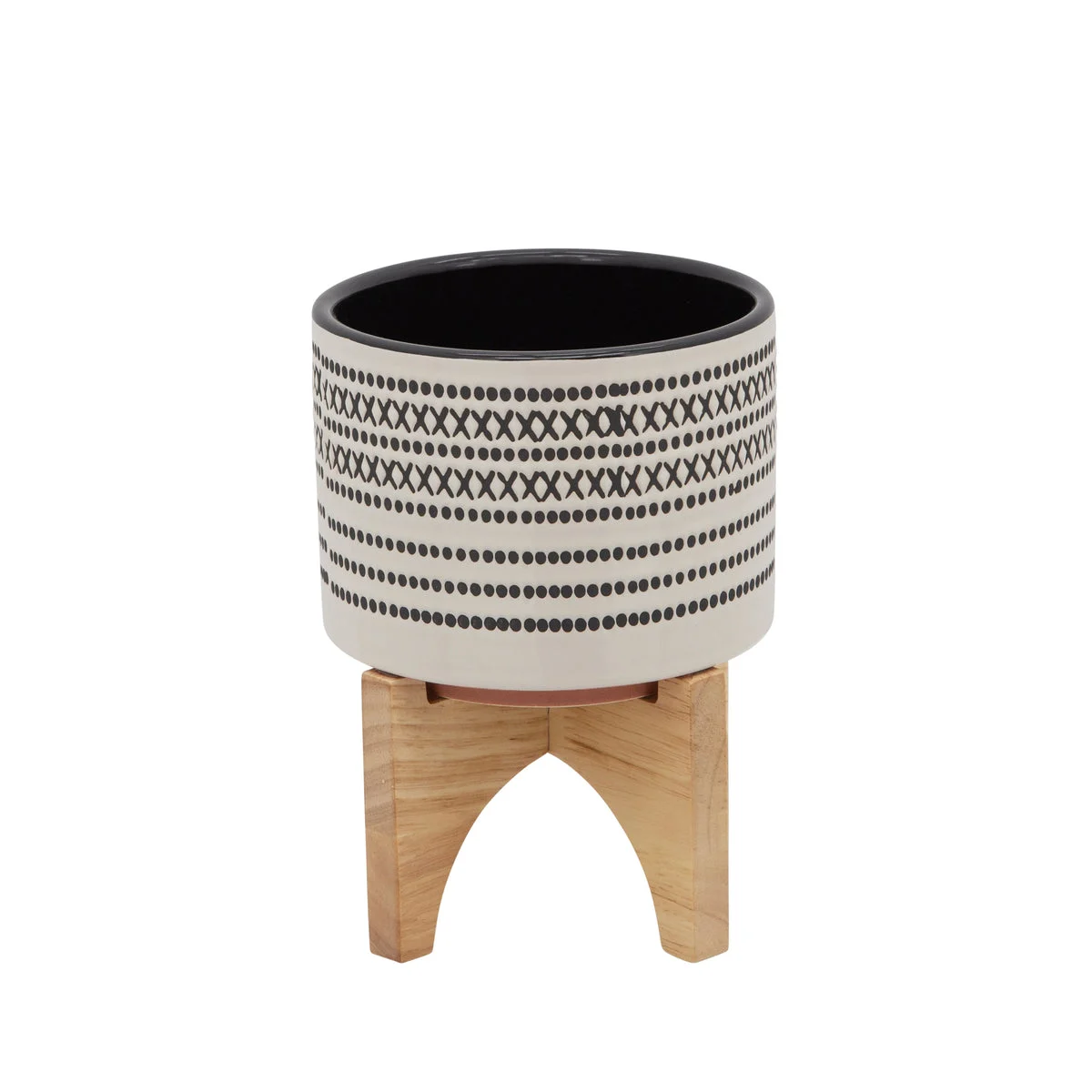 Sagebrook Home 15801-01 5" Aztec Planter with Wood Stand, Gray