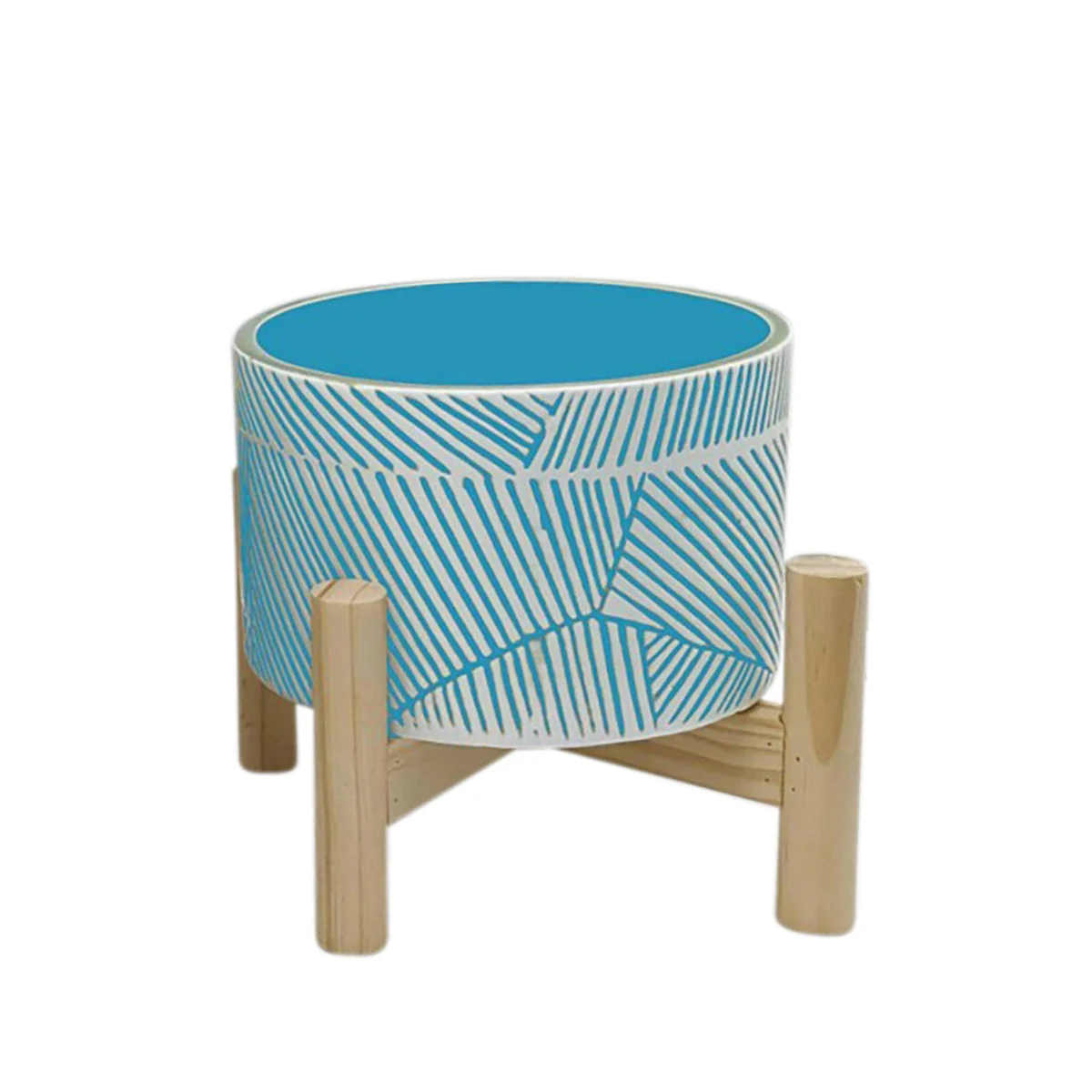 Sagebrook Home 15906-03 6" Planter with Wood Stand, Blue