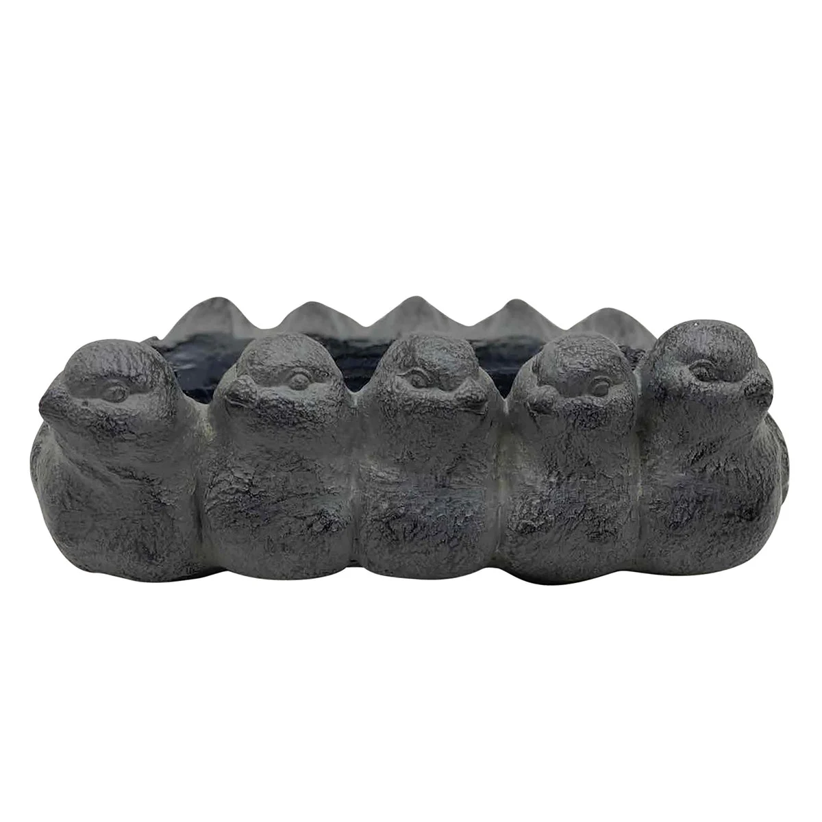 Sagebrook Home 15970-01 12" Resin, Five Birds Planter, Black