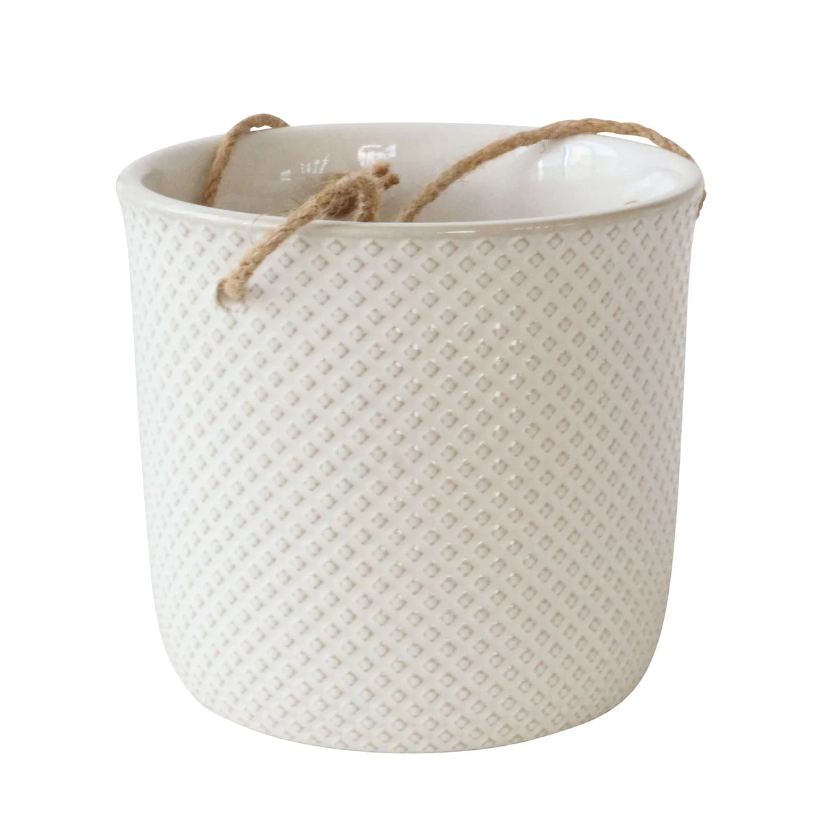 Sagebrook Home 7", Dotted Hanging Planter, White