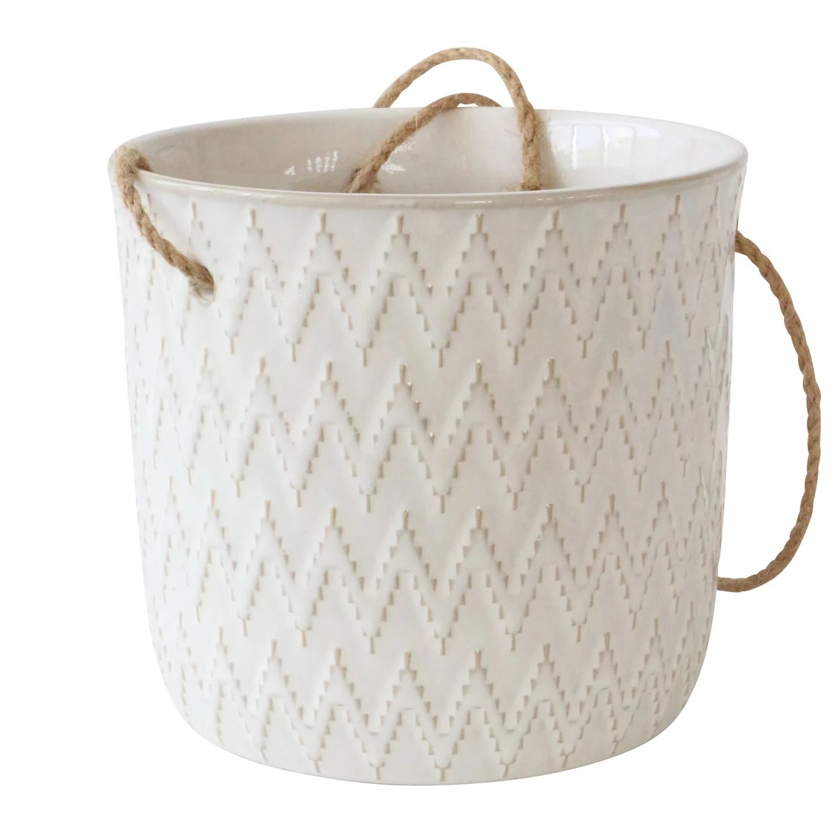 Sagebrook Home 7", Chevron Hanging Planter, White
