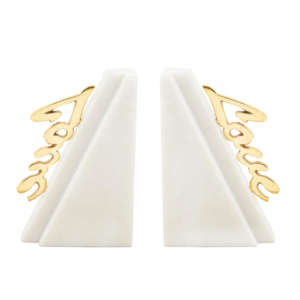 Sagebrook Home Set of 2 Marble 7``H Love Bookends, White