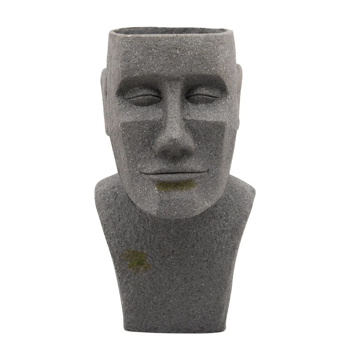 Sagebrook Home 15991-01 20" H Resin, Moai Bust Planter, Gray