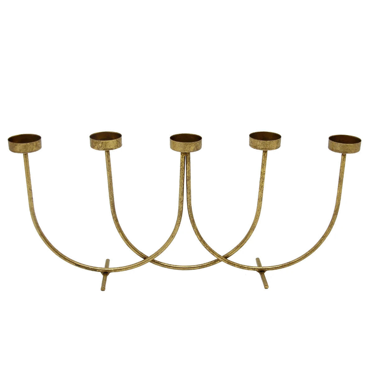 Sagebrook Home Metal 18" 5-Votive Candle Holde, Gold Leaf