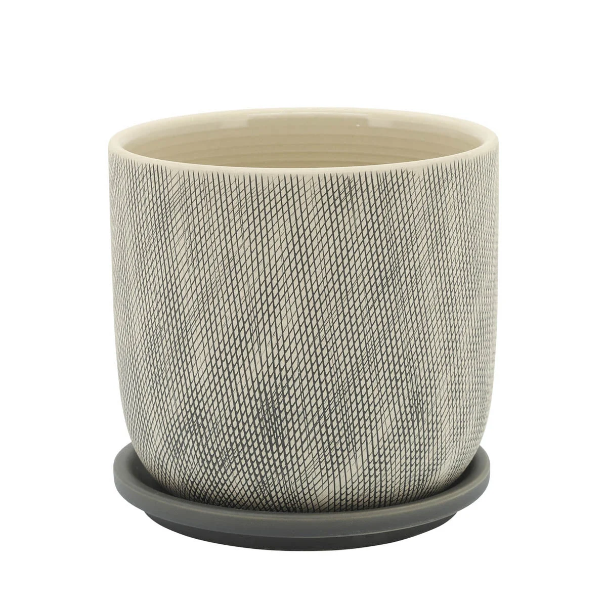 Sagebrook Home 16116-02 6" Mesh Planter with Saucer, Gray