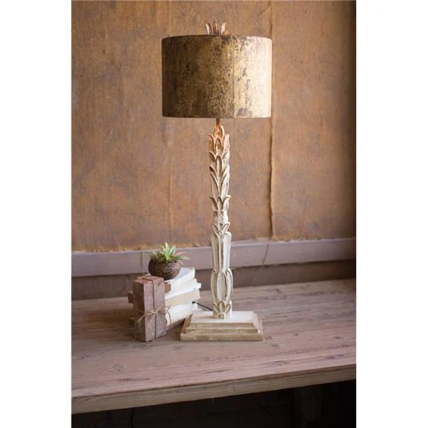Kalalou CCG1572 Table Lamp Carved Wood Base