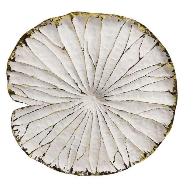 Benzara 19 Inches Polyresin Frame Lotus Walldecor, White and Gold