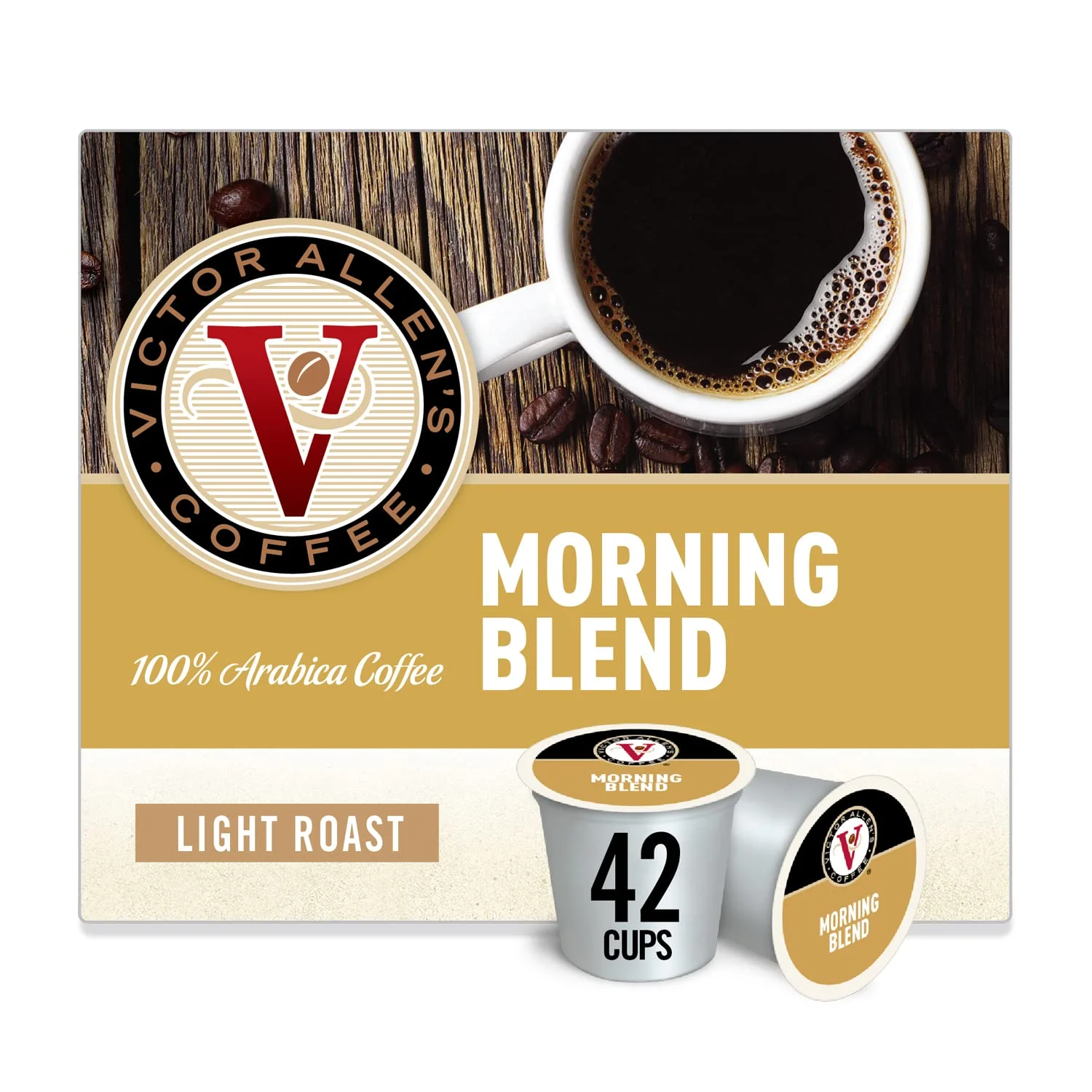 Victor Allen’s Coffee K Cups, Morning Blend Single Light Roast Coffee, 42 Count, Keurig 2.0 Brewer Compatible
