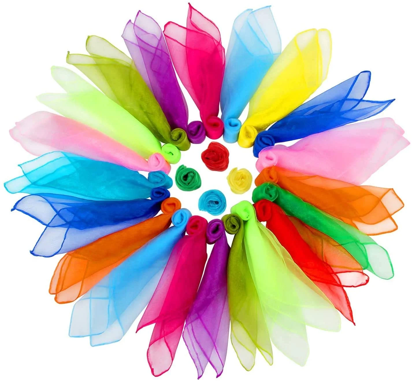 Square Dance Scarves, 24 Pcs Juggling Scarf Props Magic Trick Silk