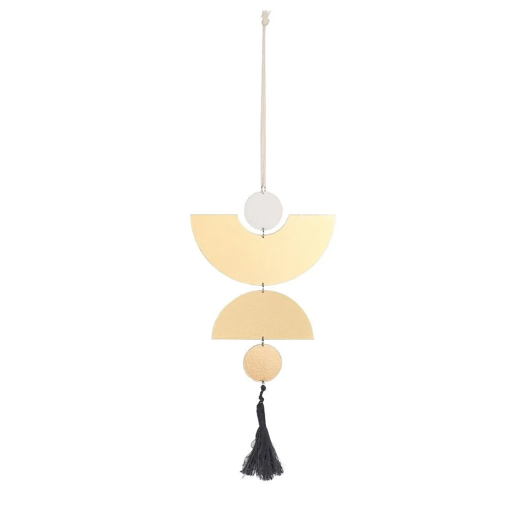 Sagebrook Home 16050 28" Metal, Wall Accent with Tassel, Black