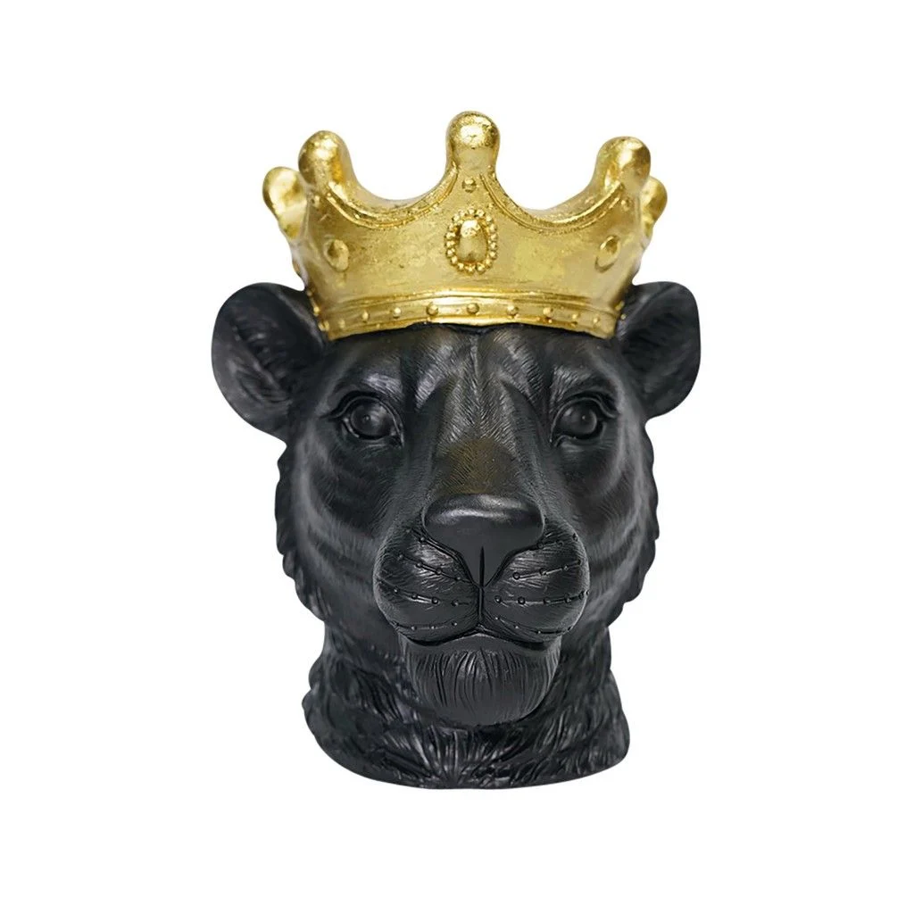 Sagebrook Home Resin 16" Lioness W/ Crown, Black