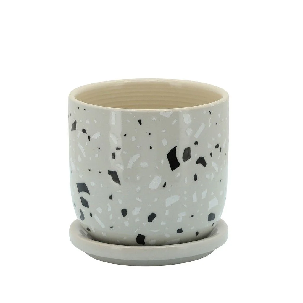 Sagebrook Home 5`` Terracotta Planter W/ Saucer, Gray