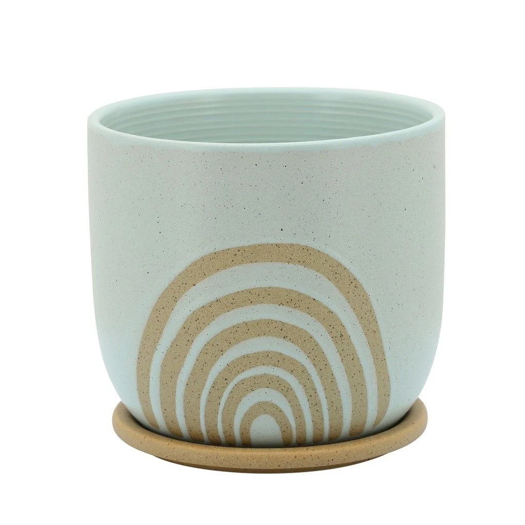 Sagebrook Home 16112-03 8" Arch Planter with Saucer, Mint