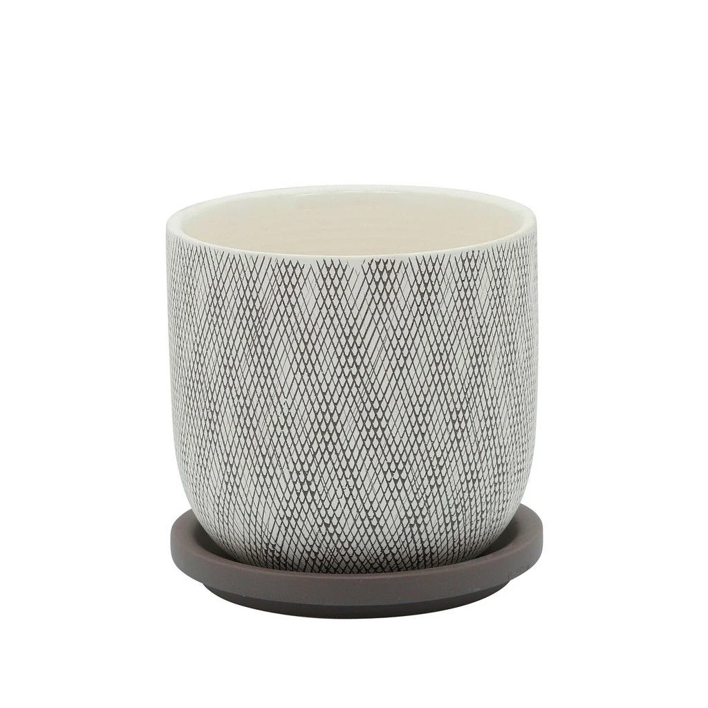 Sagebrook Home 16115-01 5" Mesh Planter with Saucer, Tan