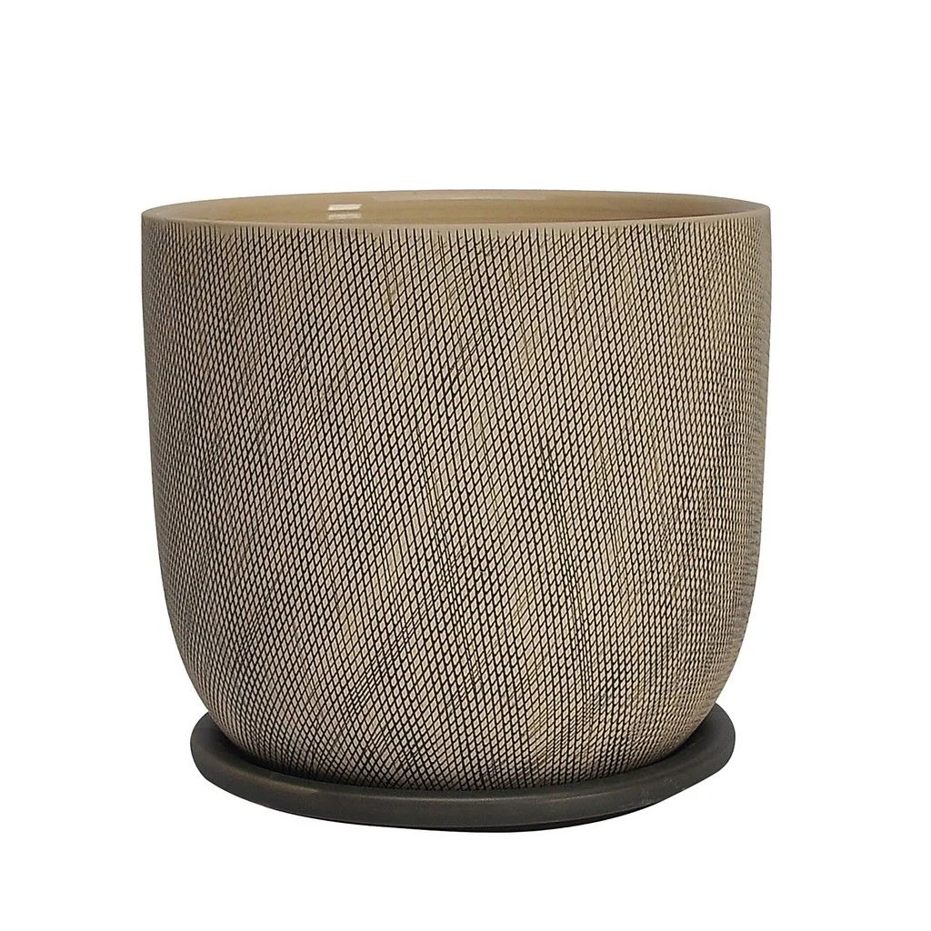Sagebrook Home 8" Mesh Planter W/ Saucer, Gray
