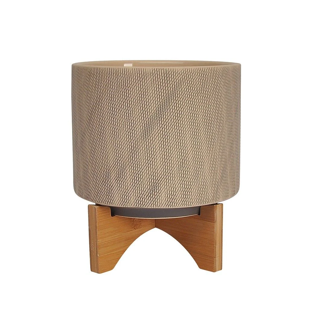 Sagebrook Home 8`` Mesh Planter W/ Stand, Tan