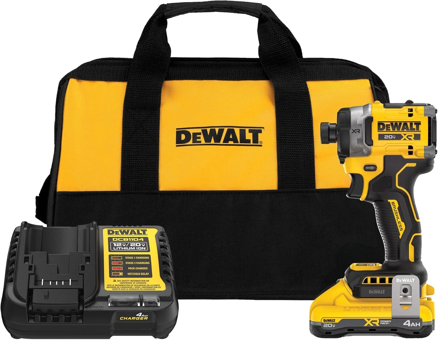 DEWALT 20V MAX XR Brushless Cordless 3-Speed High Torque 1/4 in. Impact Driver Kit with XR POWERPACK and Charger (DCF860QQ1)