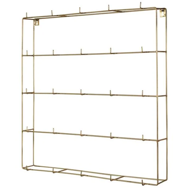 Benzara Metal Ornament Display with Multiple Hooks, Brass