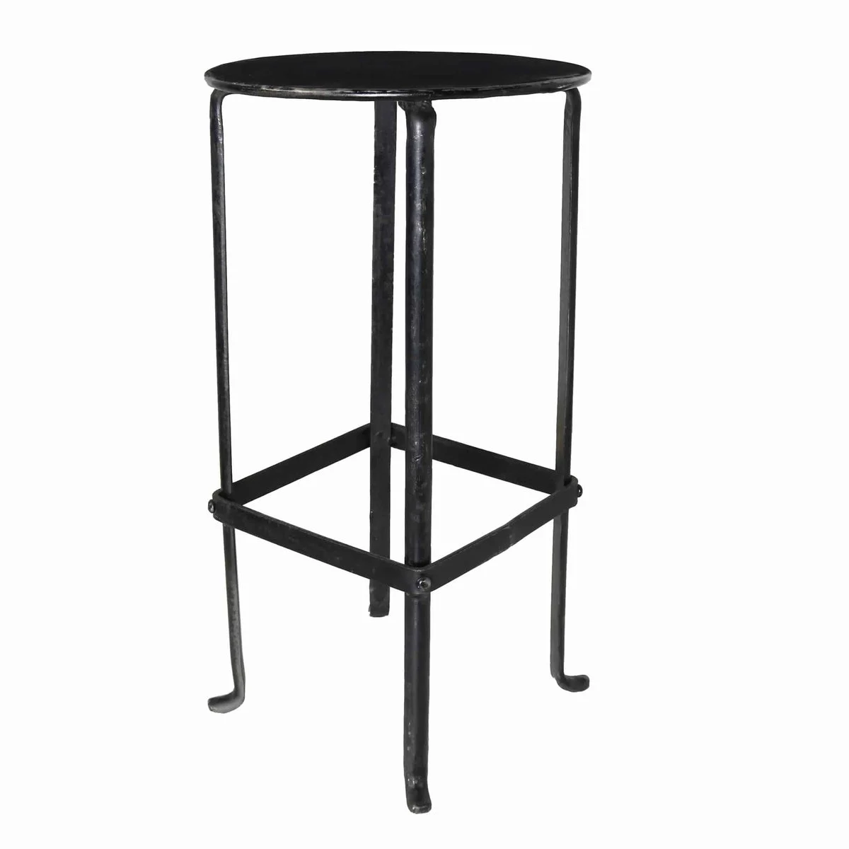 Benzara BM209891 Metal Plant Stand with Round Top and Tubular Legs, Black
