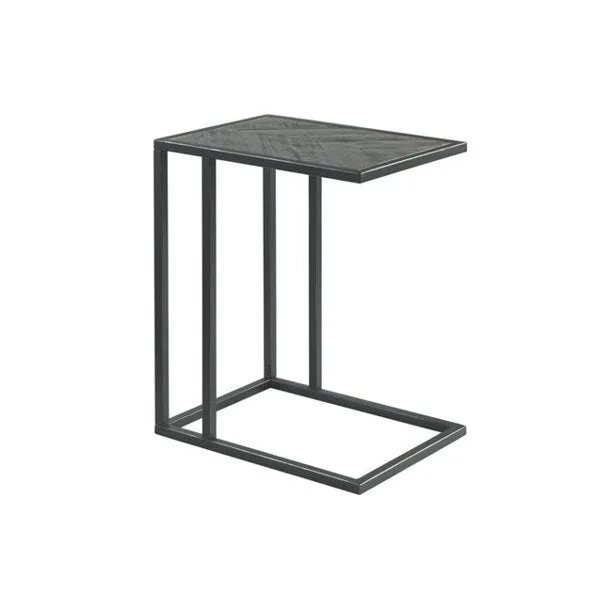 Benzara 24 Inch Wooden Top Metal Frame C Table, Gray