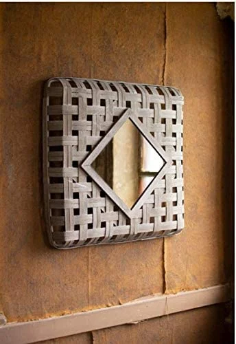 Kalalou CCH1078 Square Split Wood Mirror, Gray