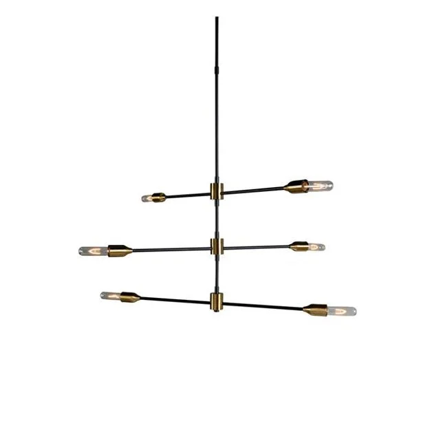 Benzara 6 Light Contemporary Metal Chandelier, Black and Gold
