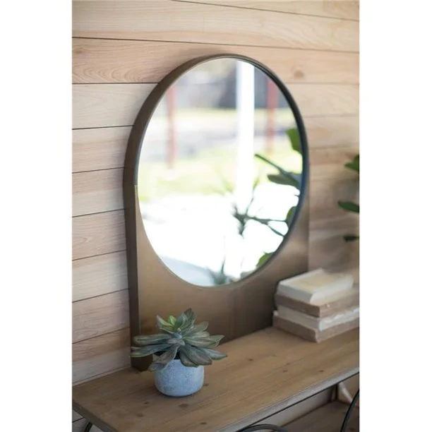 Kalalou CBB1093 Antique Brass Finish Wall Mirror with Rectangle Base