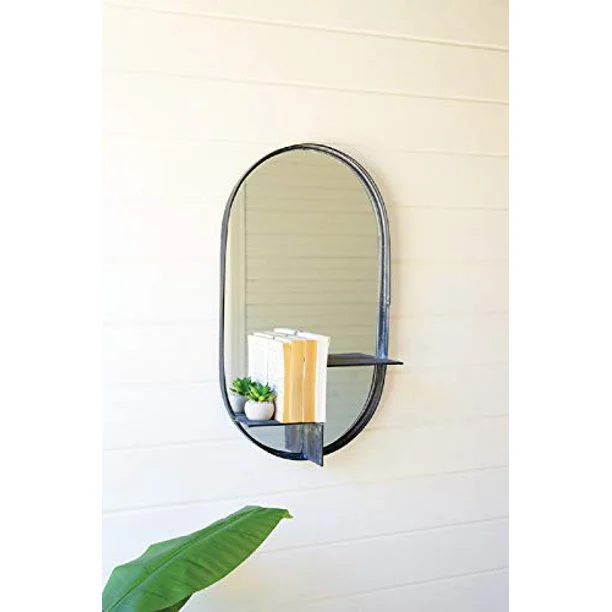 Kalalou CHW1257 Oval Mirror with Tiered Shelf