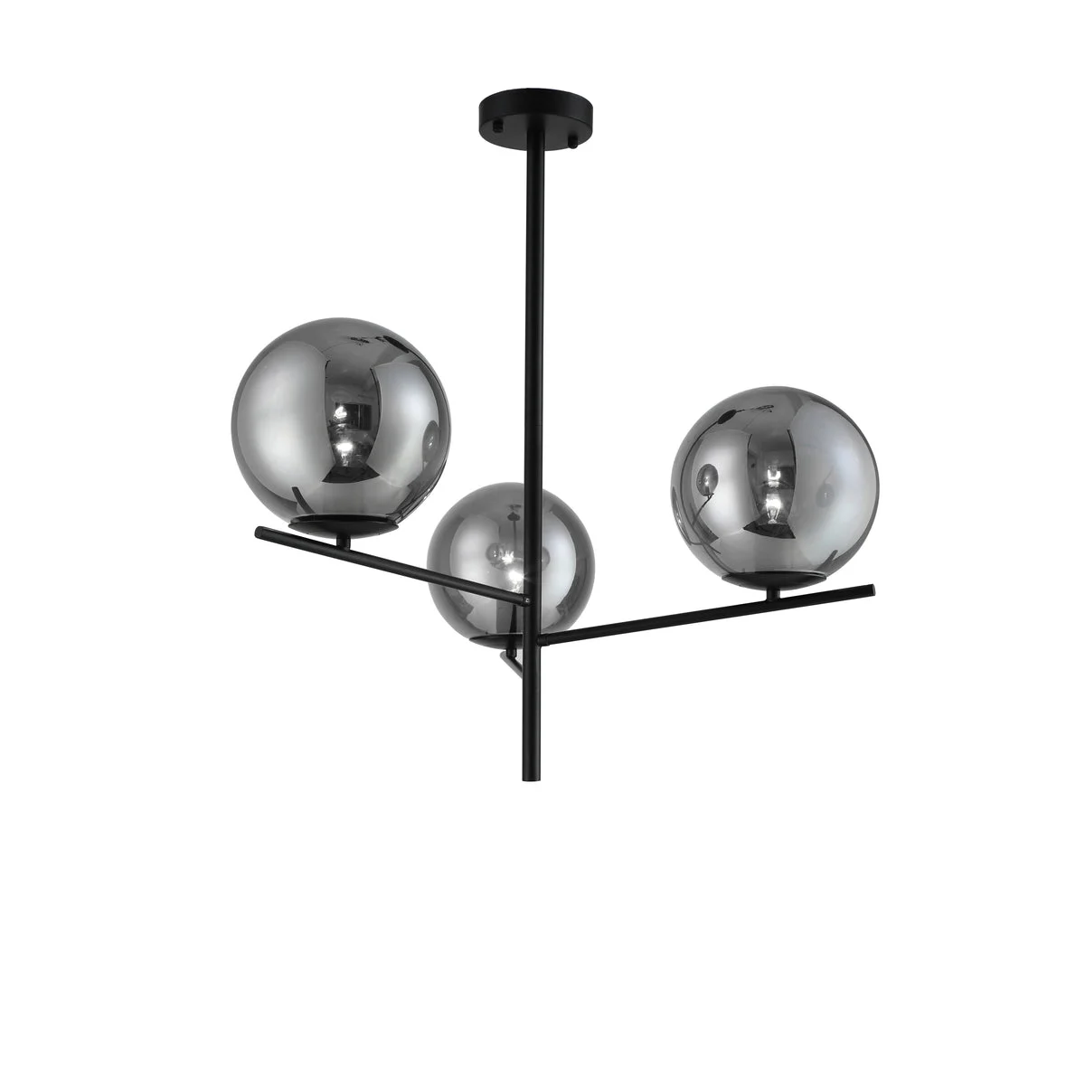 Sagebrook Home 51112 47" Metal Pendant Lamp, 3 Light With Smoke Glass B