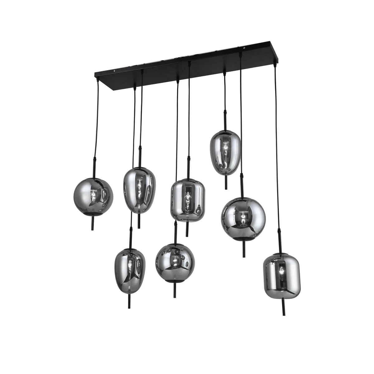 Sagebrook Home Metal 47`` Pendant Lamp With 8 Light, Smoke Glass